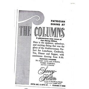 Savoy Hilton Tommy Purcell Orchestra NYC Advertisement 1950s Vintage Print Ad